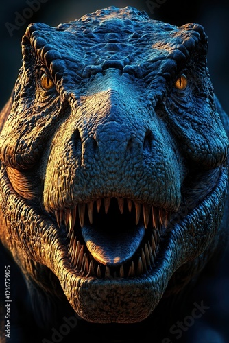 Close-up of Tyrannosaurus Rex, realistic depiction