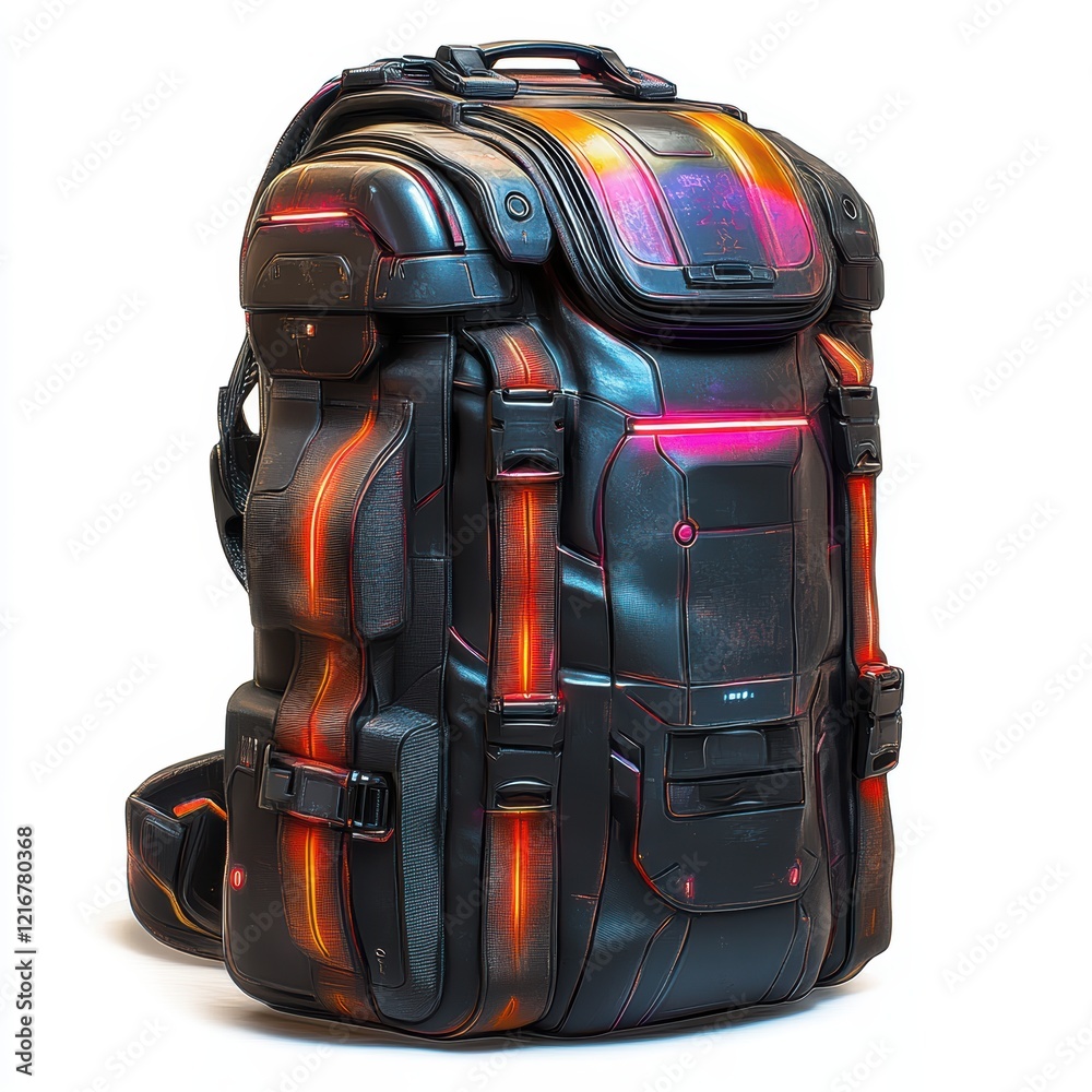 Naklejka premium Futuristic Sport Bag Showcase Studio Product Image Minimalist Matte Black Rubberized Design on White Background