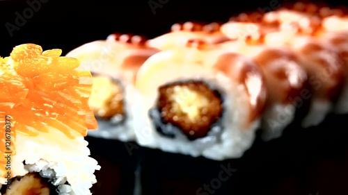 Delicious Salmon Sushi Rolls with Tobiko