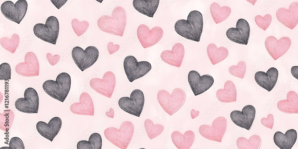 Fototapeta premium seamless pattern with pink hearts