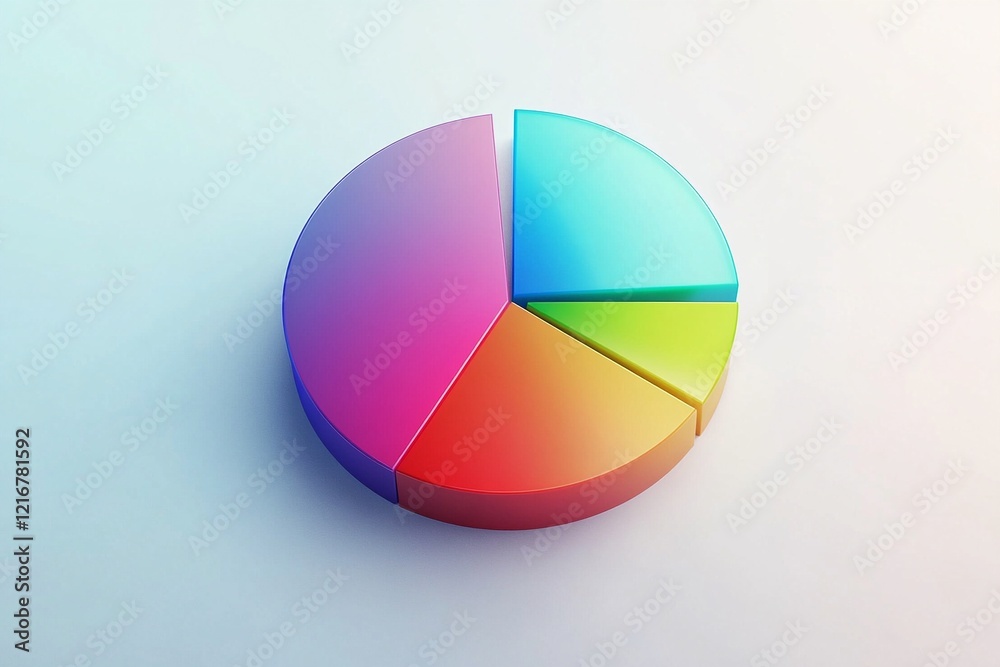 Obraz premium Vibrant colorful pie chart with bold red blue green and orange segments on a clean white background