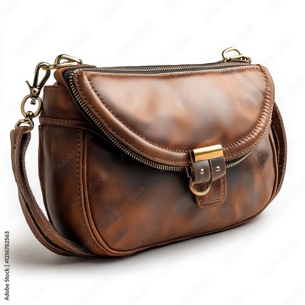 Explore Premium Leather Chest Bag with Brushed Gold Hardware on White Background Explore Premium Leather Chest Bag with Brushed Gold Hardware on White Background