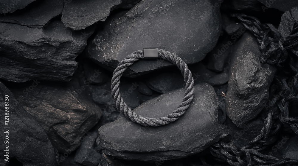 Obraz premium bracelet on black rocks background , fashion , accessory