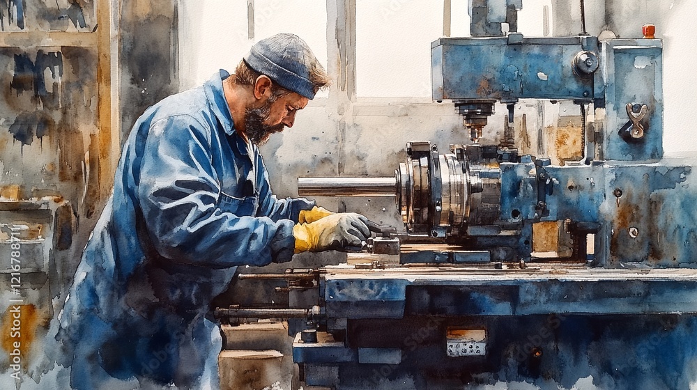 A man is working on an industrial machine.