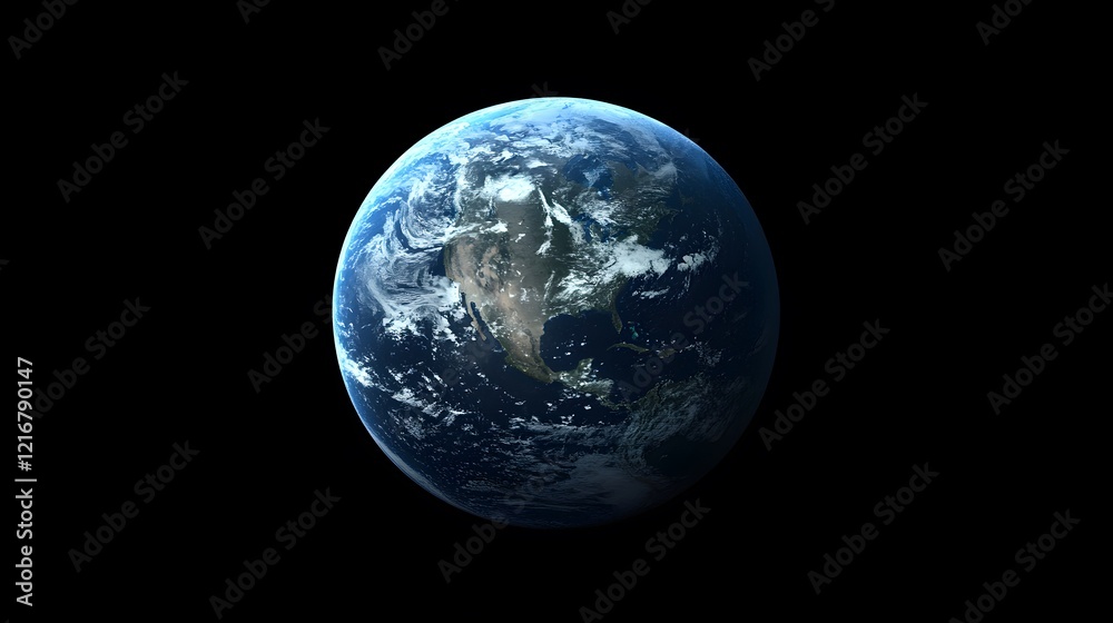Planet Earth from space, showcasing continents and clouds. Planet Earth from space, showcasing continents and clouds.