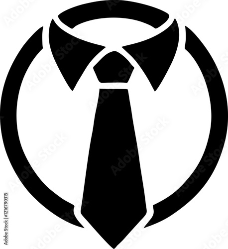 Black Solid Tie Silhouette Monogram Logo Design for Corporate Branding and Formal Identity