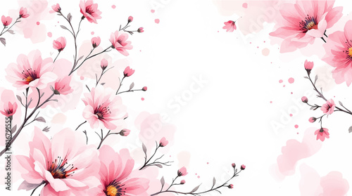 seamless pattern - repeatable texture of abstract pink flowers on white background