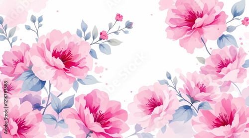 seamless pattern - repeatable texture of abstract pink flowers on white background