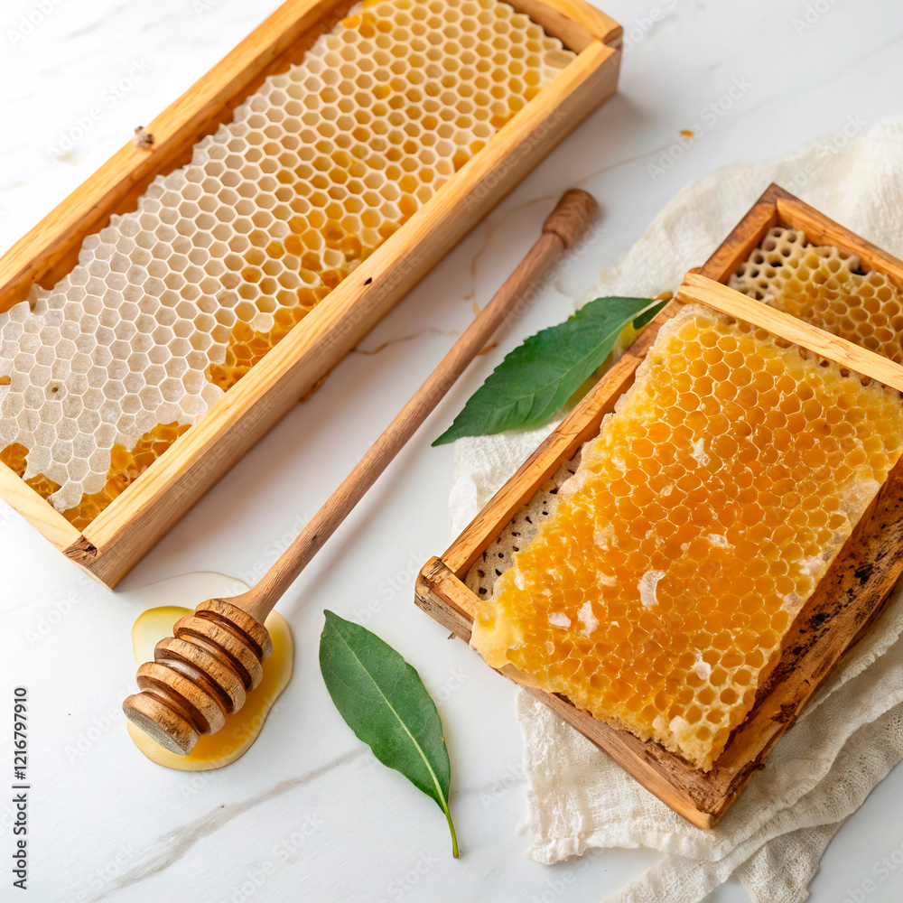 honeycomb and honey