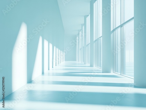 A long hallway with a lot of windows