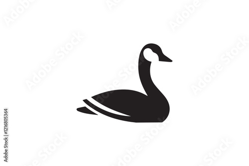 Canada Goose silhouette vector illustration in black and white, set against a white background