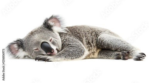 Adorable Sleeping Koala Bear on White Background photo