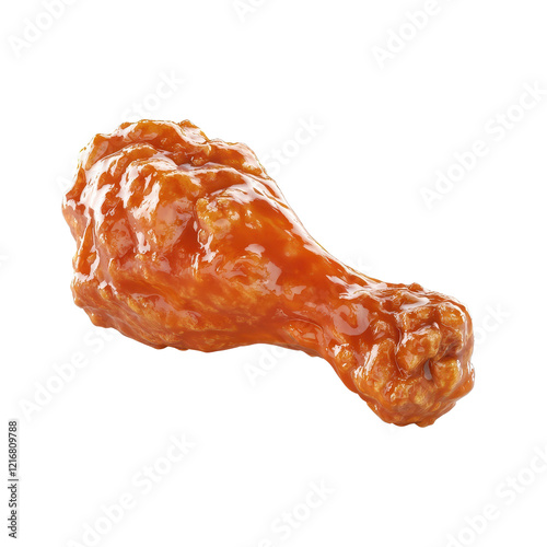 Delicious glazed chicken drumstick isolated on a white background.