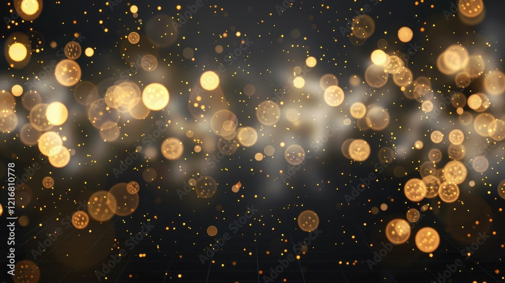 A shimmering background of golden bokeh lights creating a festive atmosphere. A shimmering background of golden bokeh lights creating a festive atmosphere.