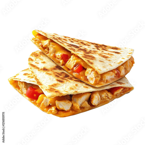 Delicious quesadillas filled with chicken, cheese, and colorful vegetables.