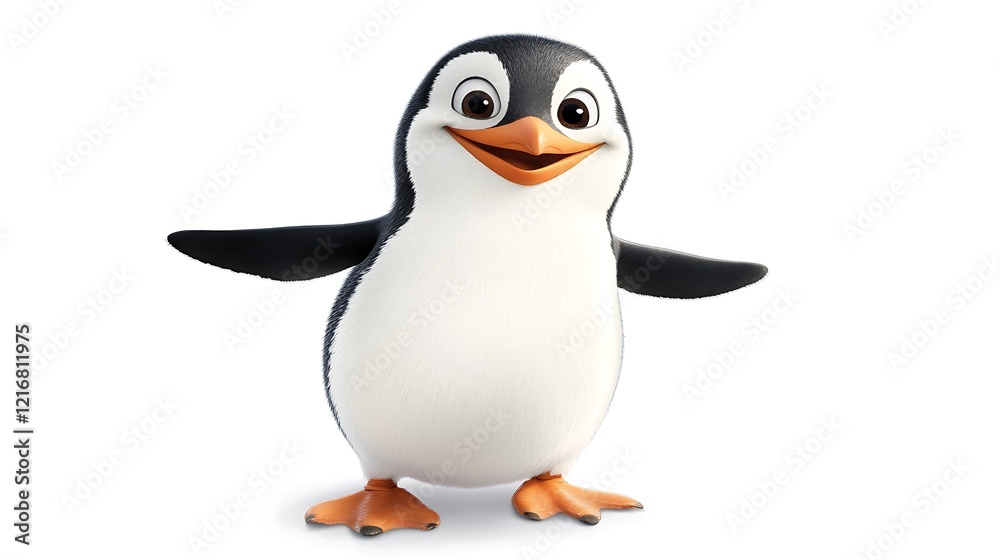 Fototapeta premium Adorable Cartoon Penguin: A Delightful 3D Render