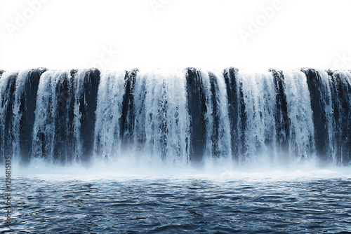  waterfall border, isolated on white background
