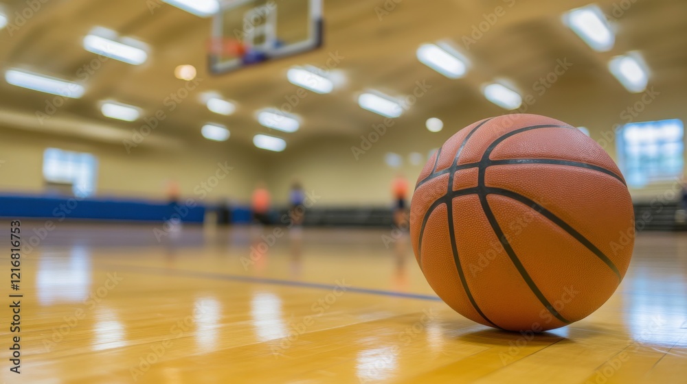 Basketball Player Going for Layup in Indoor Gym Basketball Player Going for Layup in Indoor Gym