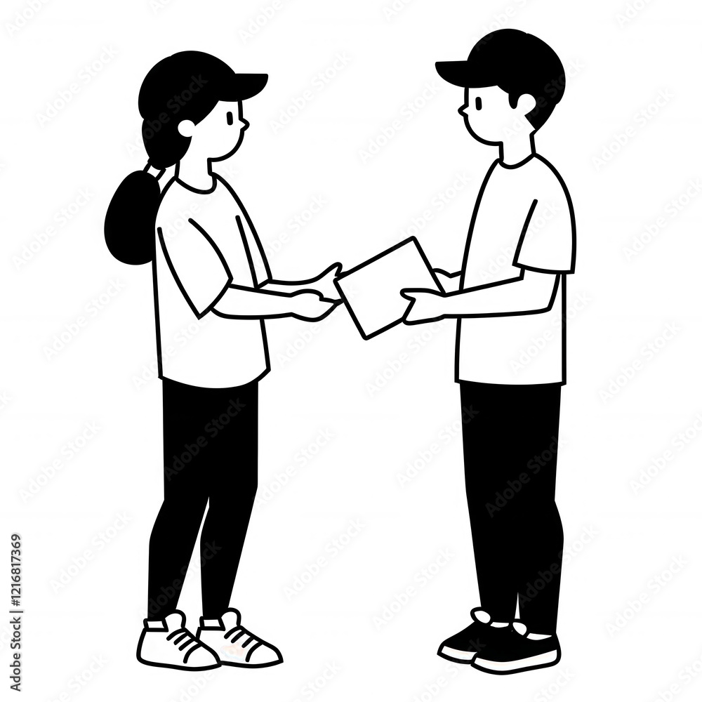 Two individuals standing together in a casual setting, engaging in conversation., isolated on a transparent background. Two individuals standing together in a casual setting, engaging in conversation., isolated on a transparent background.