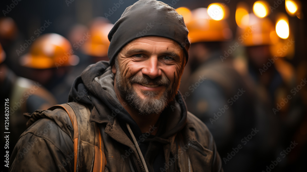 Harsh working conditions for miners, with dim lighting and dirty atmosphere Harsh working conditions for miners, with dim lighting and dirty atmosphere
