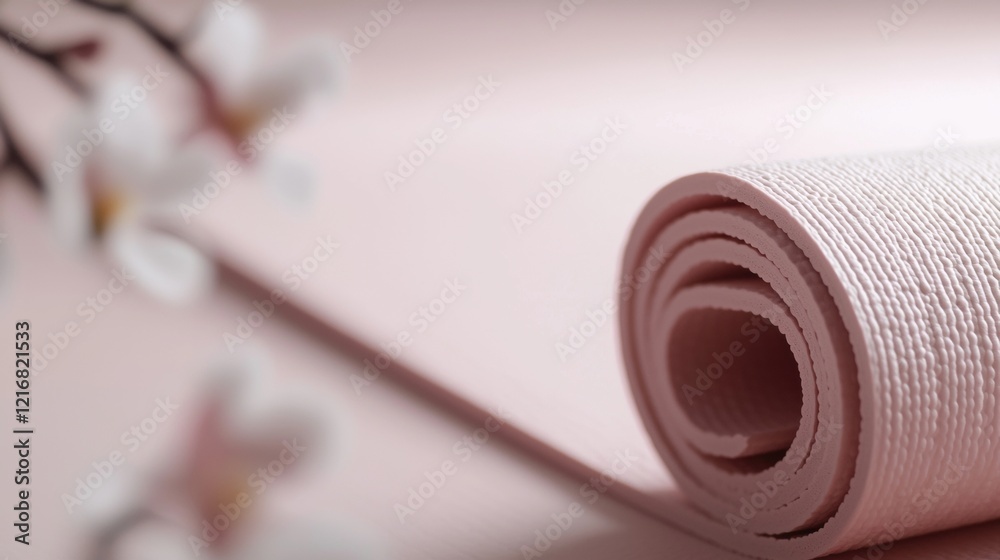Rolled up pink fabric on a pink background. the fabric appears to be made of a soft, textured material and has a subtle sheen. Rolled up pink fabric on a pink background. the fabric appears to be made of a soft, textured material and has a subtle sheen.