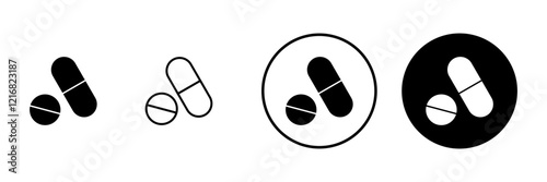 Pills icon vector. capsule icon. Drug sign and symbol