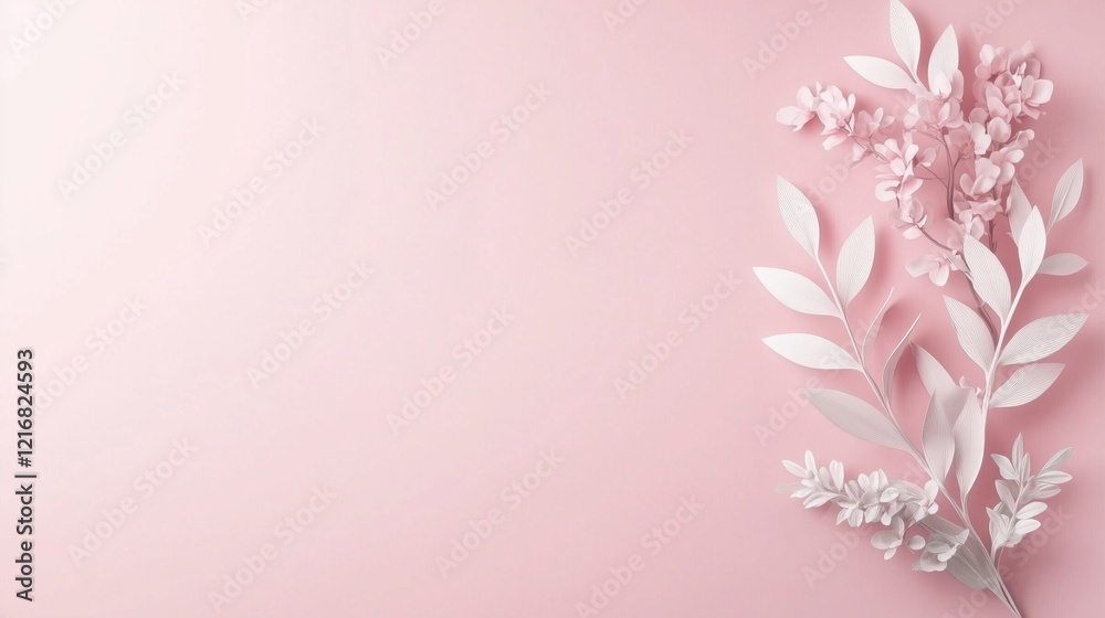Celebrate Women with beautiful typographic Happy Womens Day text and floral decorations on a soft pink background Celebrate Women with beautiful typographic Happy Womens Day text and floral decorations on a soft pink background
