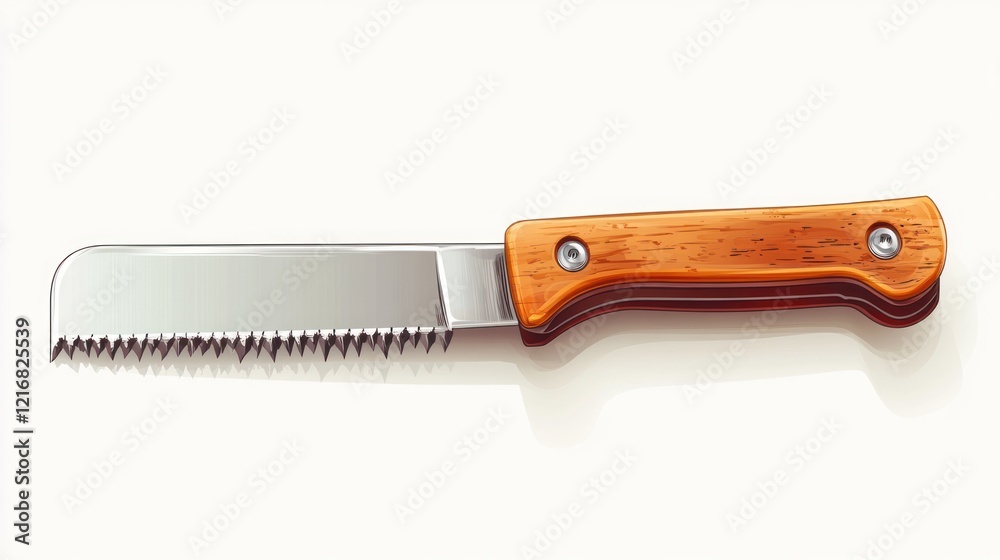 A hand saw with a wooden handle isolated on white background. A hand saw with a wooden handle isolated on white background.