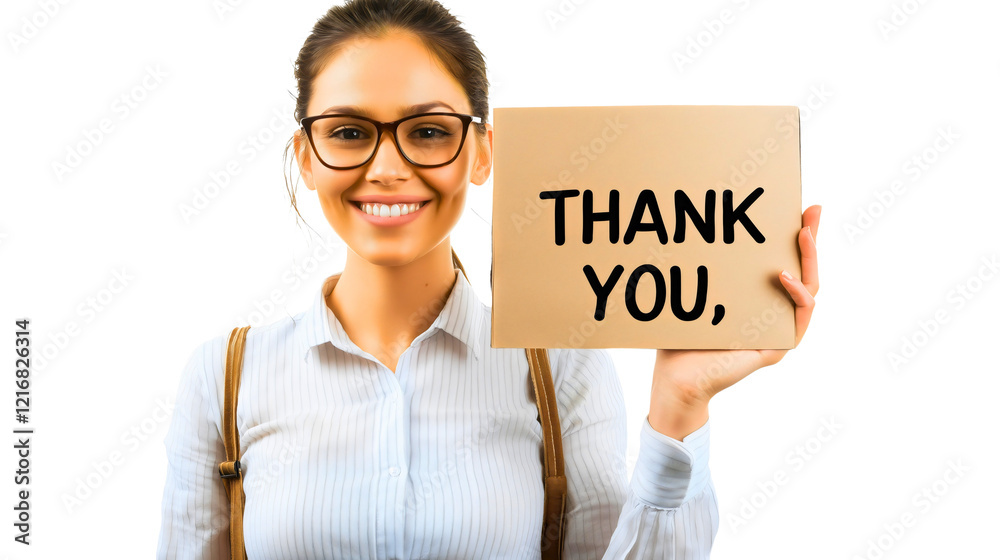 Professional Woman Expressing Gratitude and Appreciation with a Smile in a Casual Style Professional Woman Expressing Gratitude and Appreciation with a Smile in a Casual Style