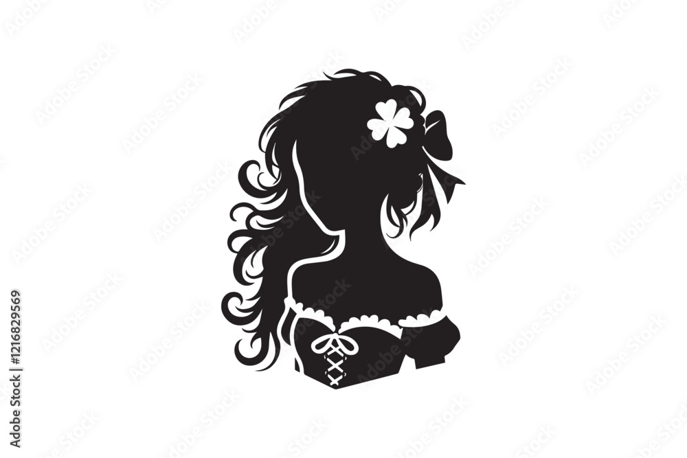 simple and unobtrusive Irish girl vector silhouette illustration isolated in white background
