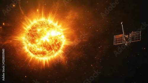 Sun with glowing edges, radiant glow, celestial energy, vibrant light rays, and warm golden hue