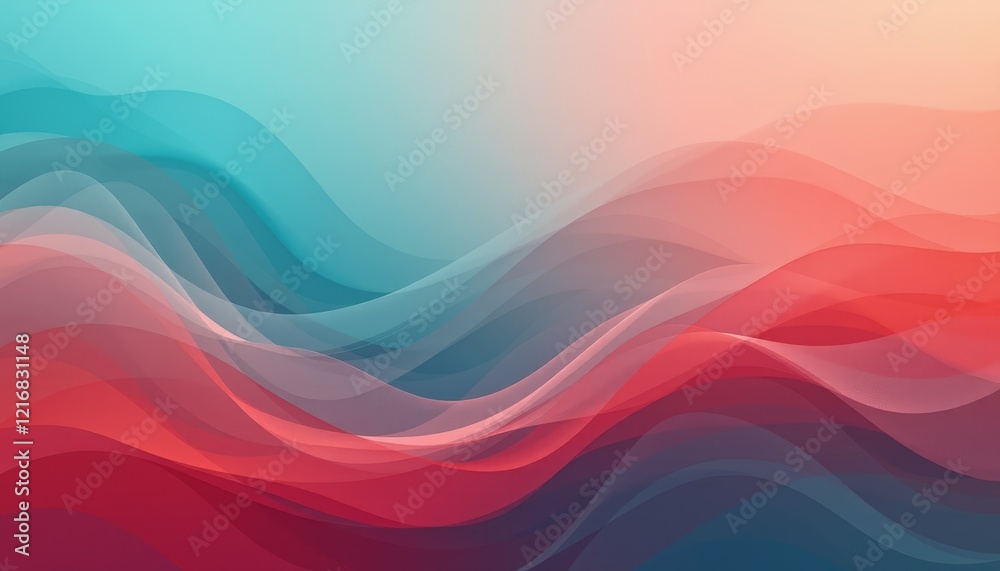 Red and blue flowing waves in a minimalist abstract design. Red and blue flowing waves in a minimalist abstract design.
