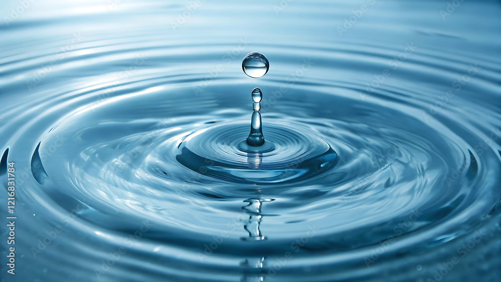 A Perfect Water Drop Splashing, Creating a Circle of Ripples A Perfect Water Drop Splashing, Creating a Circle of Ripples