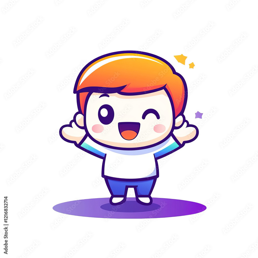 Cheerful cartoon character digital art playful animation vibrant colors joyful expression Cheerful cartoon character digital art playful animation vibrant colors joyful expression