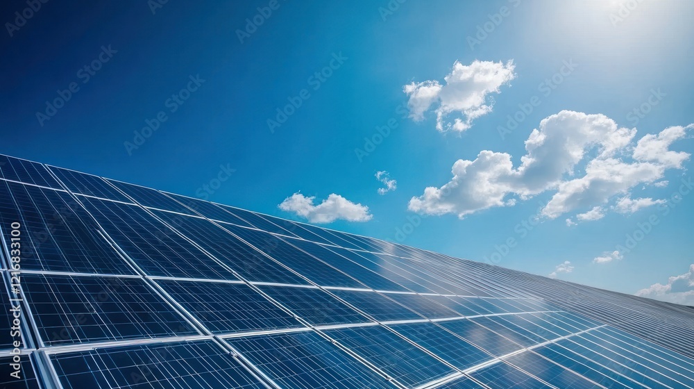 Solar panels under a clear blue sky, harnessing renewable energy from the sun. Solar panels under a clear blue sky, harnessing renewable energy from the sun.