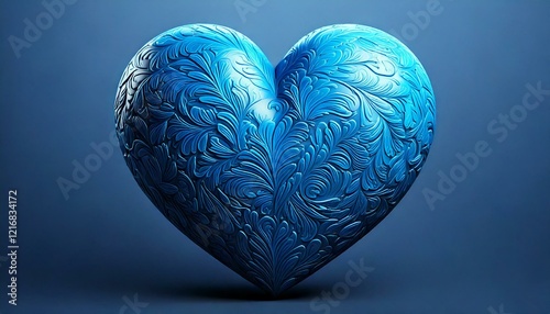 blue heart isolated 3d cartoon style illustration