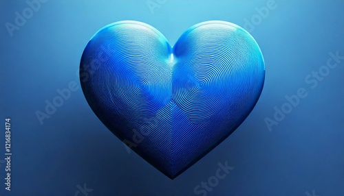 blue heart isolated 3d cartoon style illustration