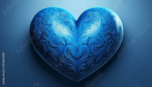 blue heart isolated 3d cartoon style illustration