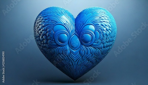 blue heart isolated 3d cartoon style illustration