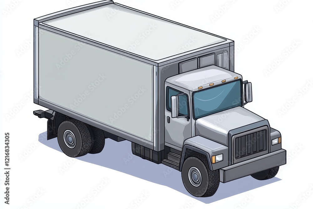 Cartoon Illustration of a Delivery Truck in a Three-Dimensional Style with an Empty Cargo Area Framed by a Minimalist Background Suitable for Graphic Design Projects Cartoon Illustration of a Delivery Truck in a Three-Dimensional Style with an Empty Cargo Area Framed by a Minimalist Background Suitable for Graphic Design Projects