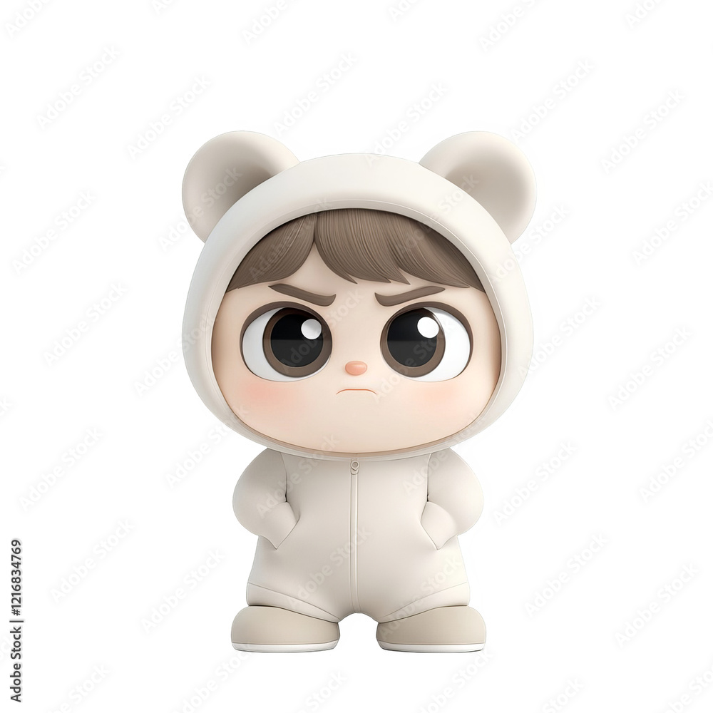 Naklejka premium Adorable cartoon character in bear costume digital art colorful setting playful atmosphere close-up view for kids entertainment