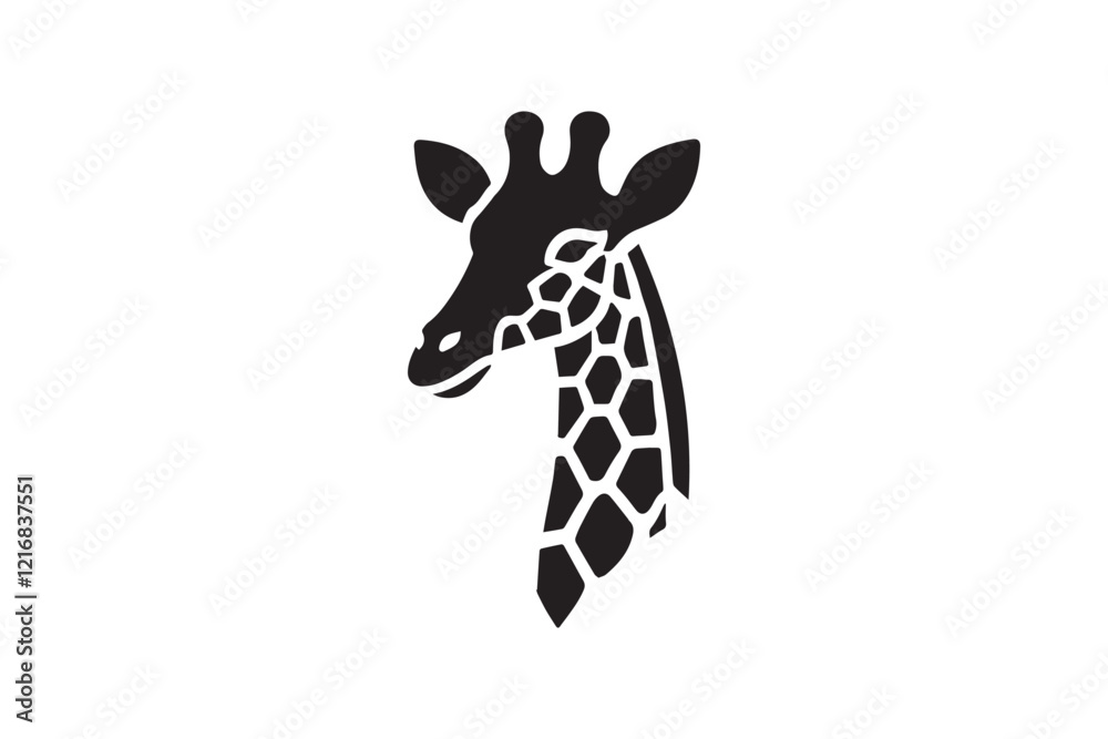Obraz premium simple and subtle giraffe vector silhouette black and white, set against a white background. 