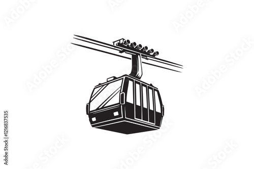 simple and unobtrusive Cable car vector silhouette illustration isolated in white background