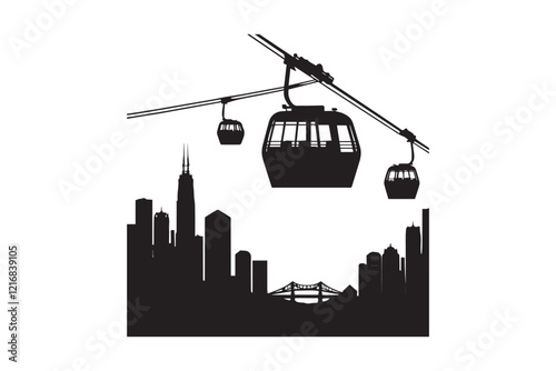 simple and unobtrusive Cable car vector silhouette illustration isolated in white background
