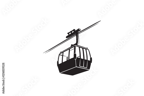 simple and unobtrusive Cable car vector silhouette illustration isolated in white background