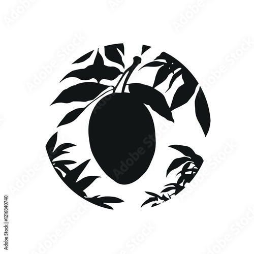 Minimalist Black and White mango symbol