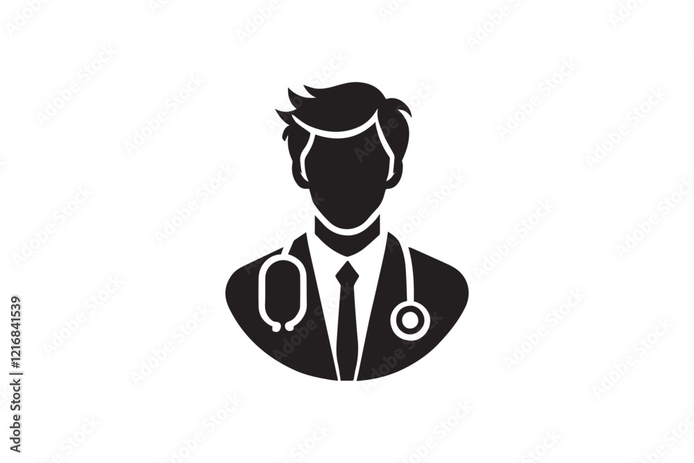 simple and subtle doctor vector silhouette black and white, set against a white background. simple and subtle doctor vector silhouette black and white, set against a white background.