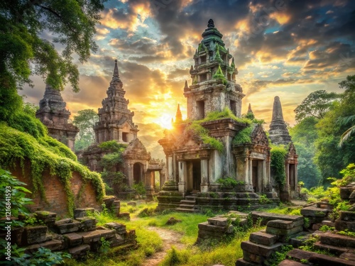 Ancient Buddhist Temple Ruins Near Bangkok, Thailand - Sunrise