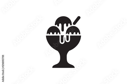 simple and unobtrusive ice cream Sundae vector silhouette illustration isolated in white background