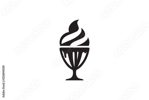 simple and unobtrusive ice cream Sundae vector silhouette illustration isolated in white background